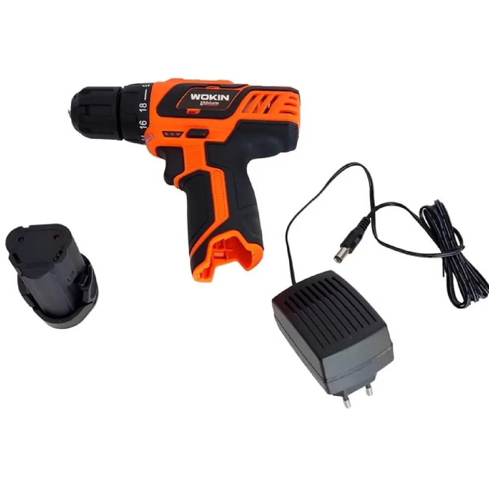 ელექტრო სახრახნისი Wokin 780712, 1400Rpm, Li-ion Cordless Drill, Black/Orange
