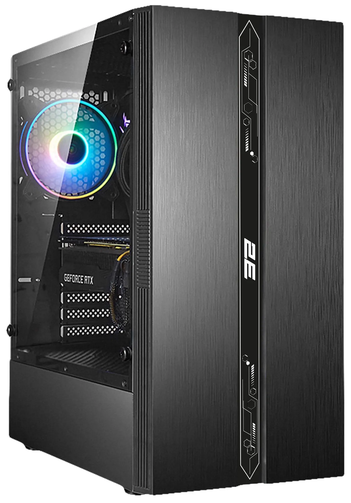 ქეისი 2E GAMING Computer case RUNA (G2107) MidT, 2xUSB2.0, 1xUSB3.0,1x120mm ARGB+ ARGB strip,TG (side panel),without PSU,black