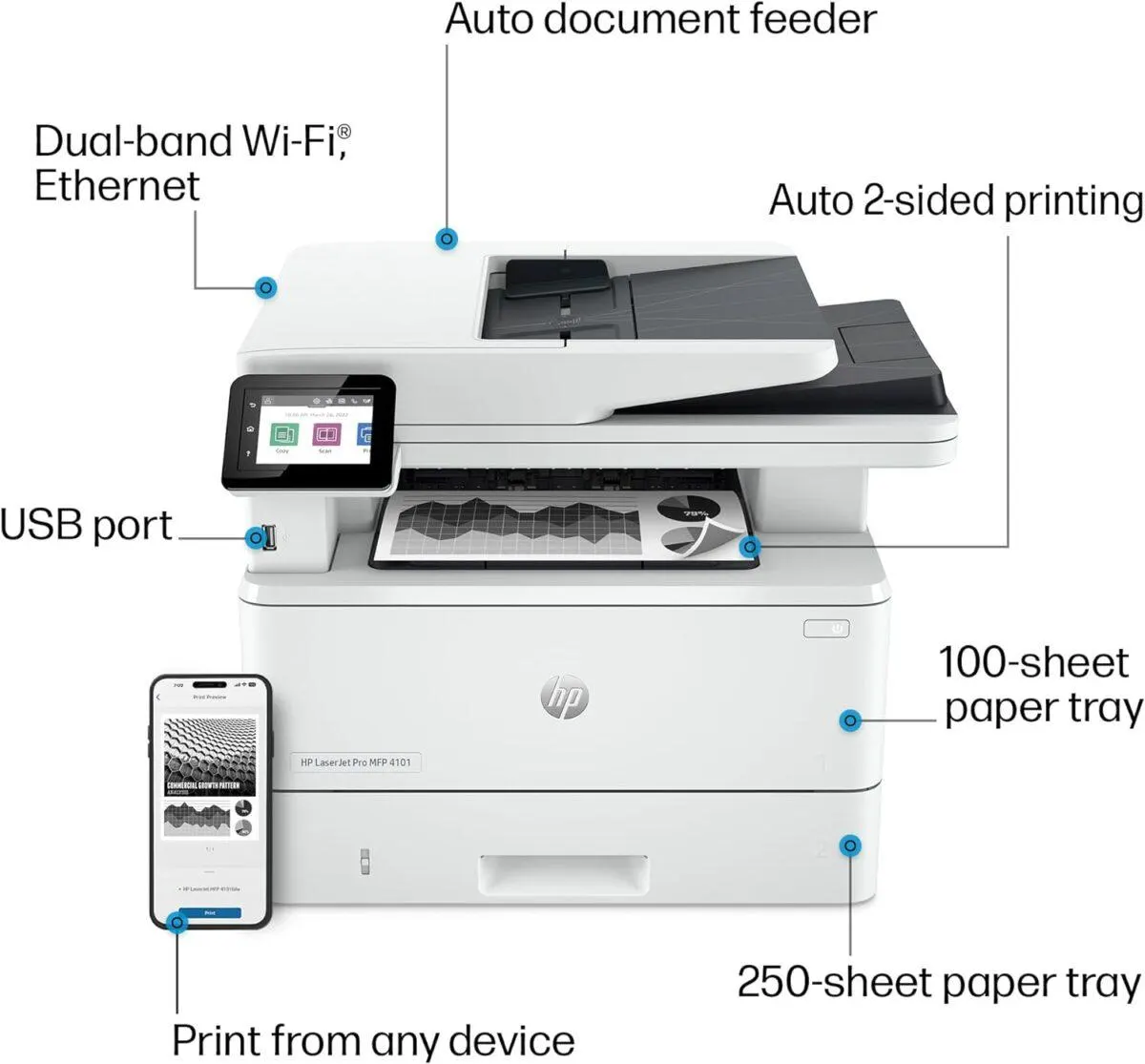 HP LaserJet Pro MFP 4103fdw Printer