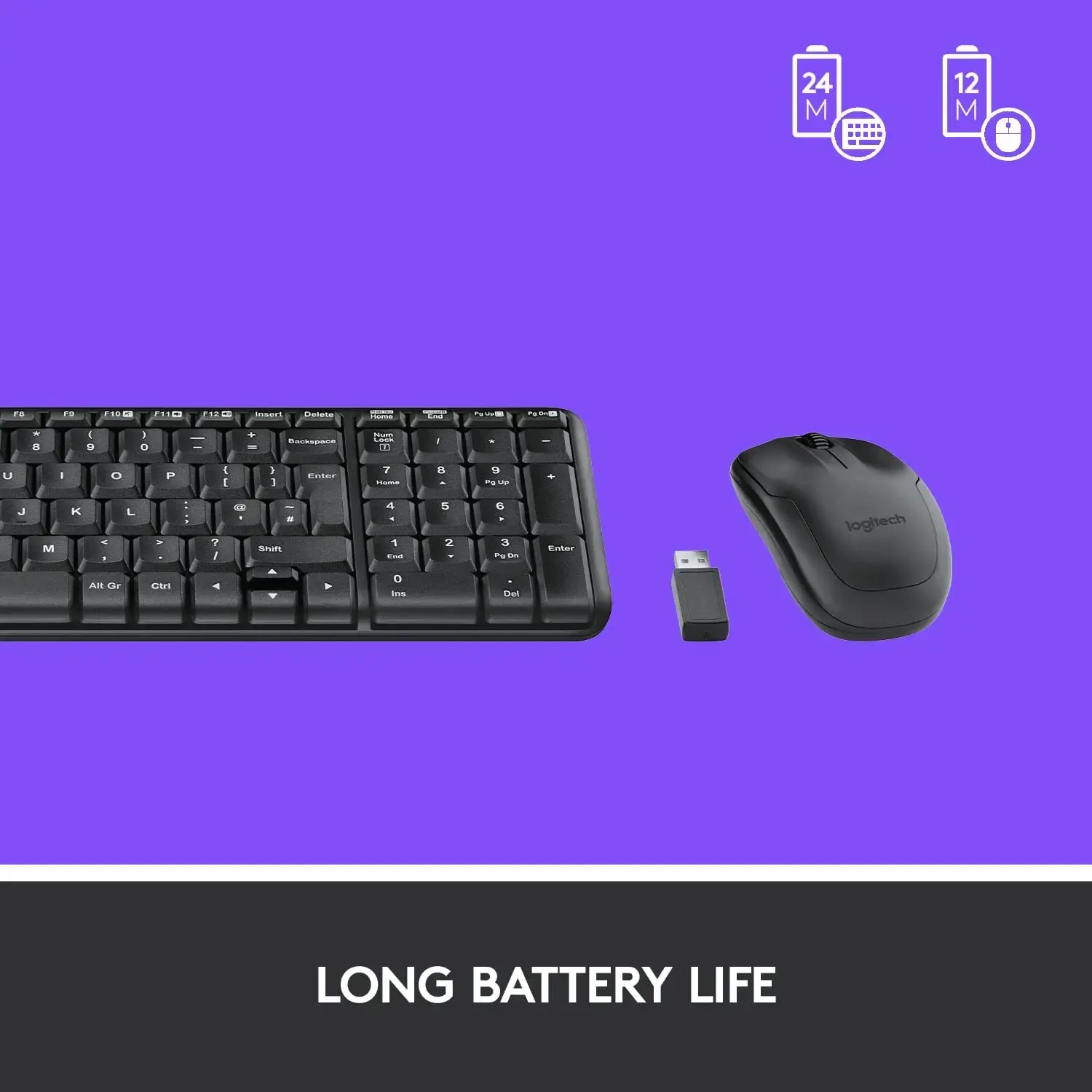 MK220, LOGITECH, Keyboard, Wireless, Combo, EN/RU, BLACK.