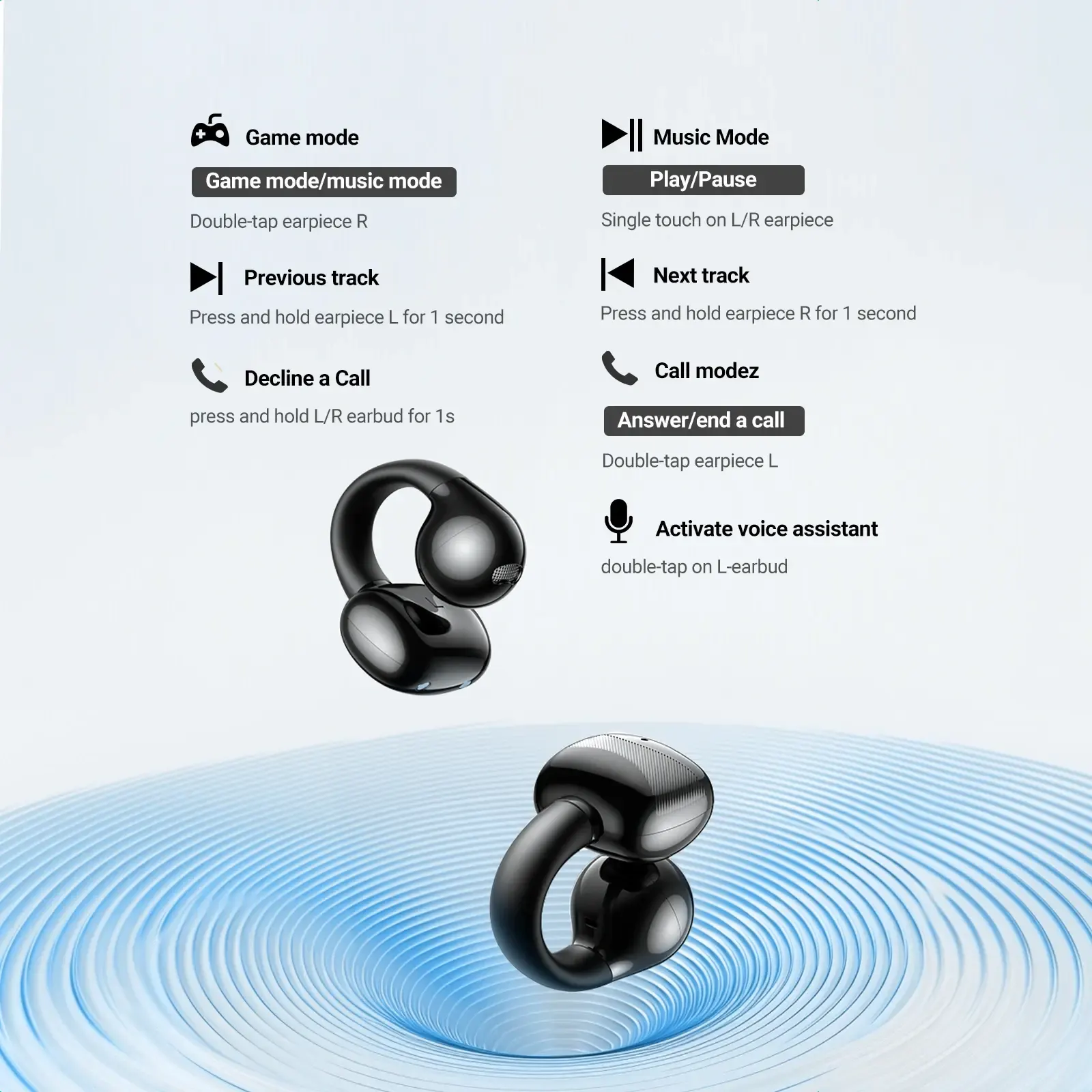 ყურსასმენი UGREEN, WS209 Headset Earbuds, Black
