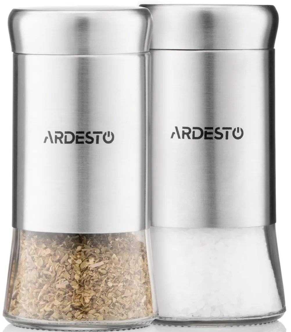 Ardesto Spices Shakers Set Gemini, 2 pcs, stainless steel, glass