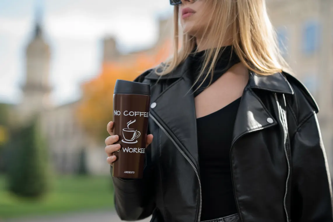 თერმოჭიქა Ardesto Travel mug Coffee Time, 450ml, stainless steel, brown