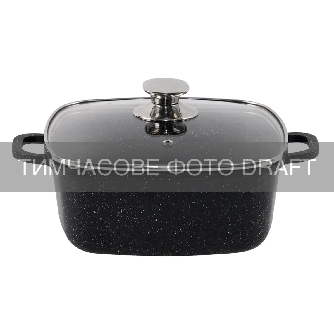ქვაბი Casserole with glass lid ARDESTO Gemini, 5.4l, aluminum, square, black