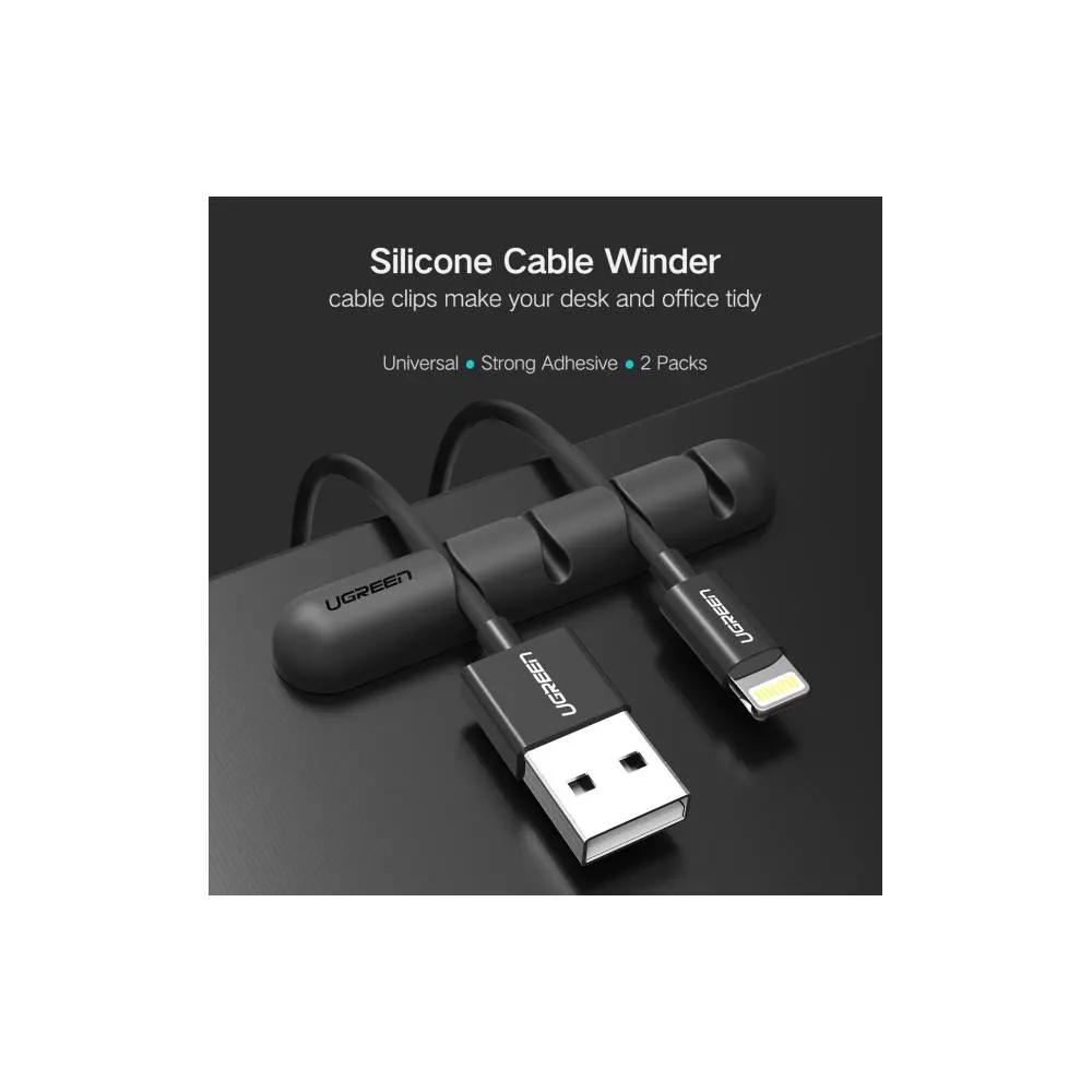 Cable manager UGREEN LP114 (30762), Cable Organizer, 2Pcs, Black