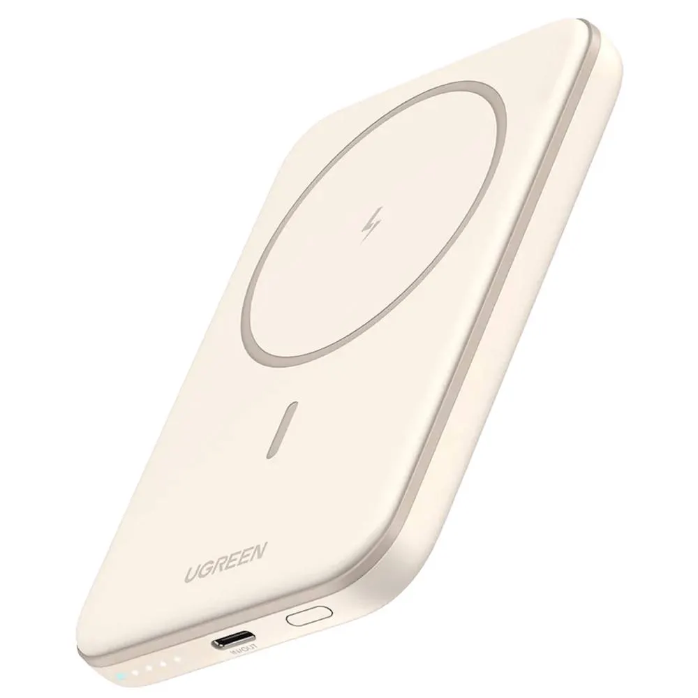 პორტატული დამტენი UGREEN PB561 (25207), 5000mAh, Type-C, Magnetic Power Bank, Beige