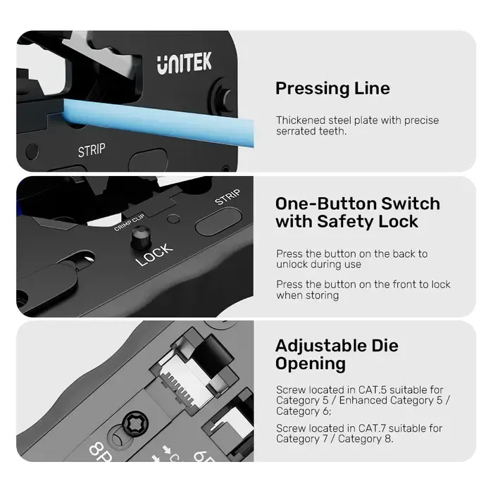 ქსელის აქსესუარი OT139A, UNITEK, Tool, Network Crimping Tool .