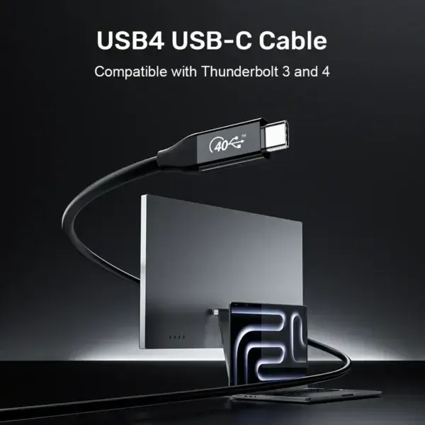 C14100ABK01-2M UNITEK 2M Full Featured USB4 CM To USBC Cable 40Gbps/8K 60Hz/240W