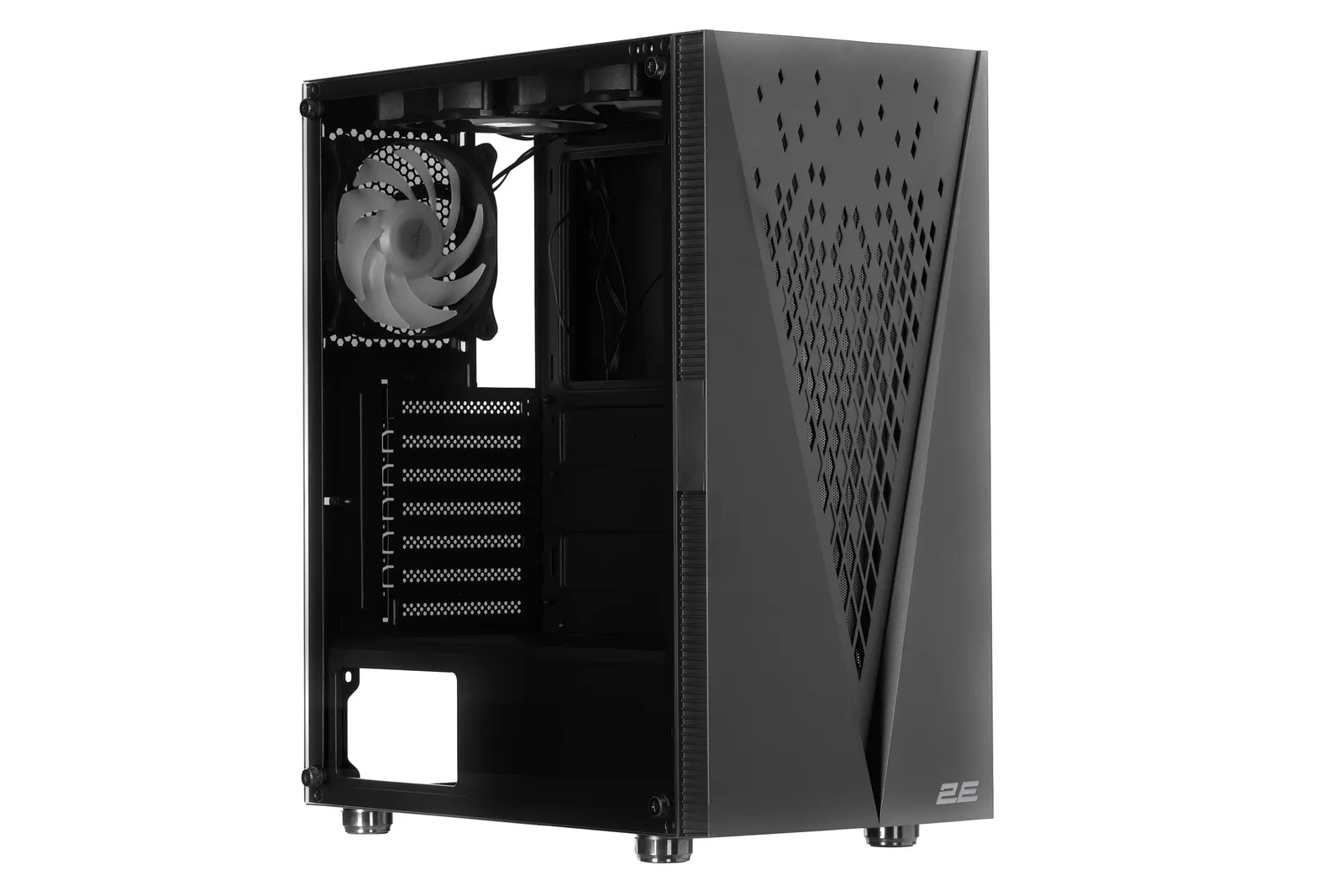 ქეისი 2E GAMING Computer case GALAXY (G2055) MidT, 2xUSB2.0,1xUSB3.0, 3x120mm ARGB+strip,TG (side panel),without PSU,black