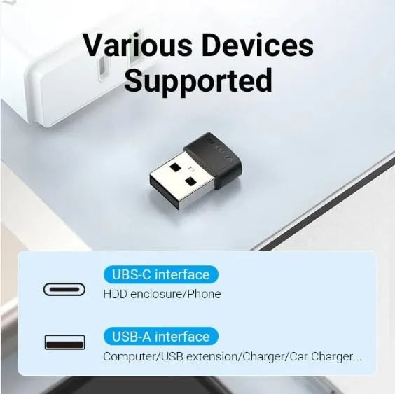 CDWB0 VENTION USB 2.0 Male to USB-C Female Adapter Black PVC Type