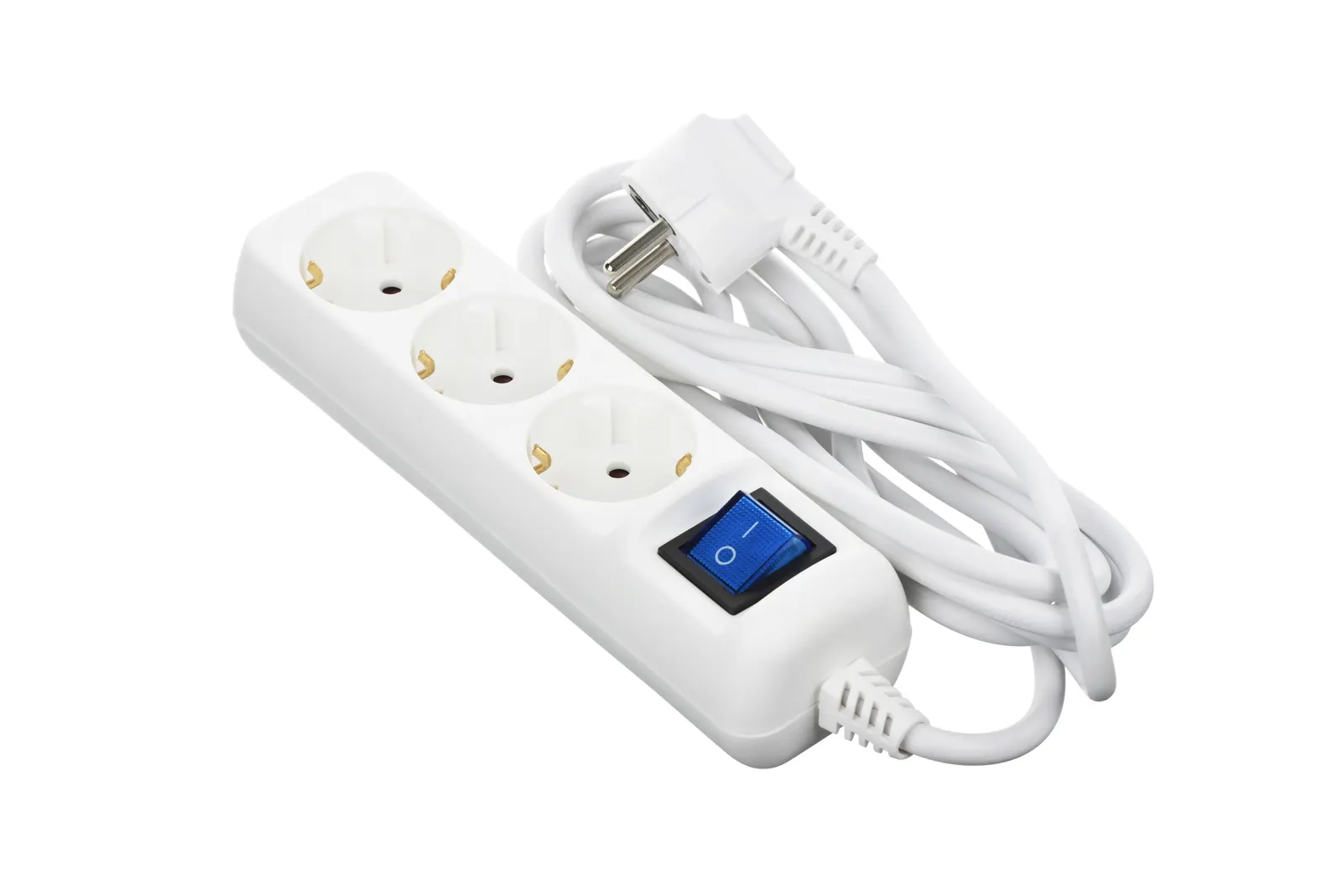 Power strip 2E 3XSchuko with switch, 3G*1.5mm, 1.5m, white