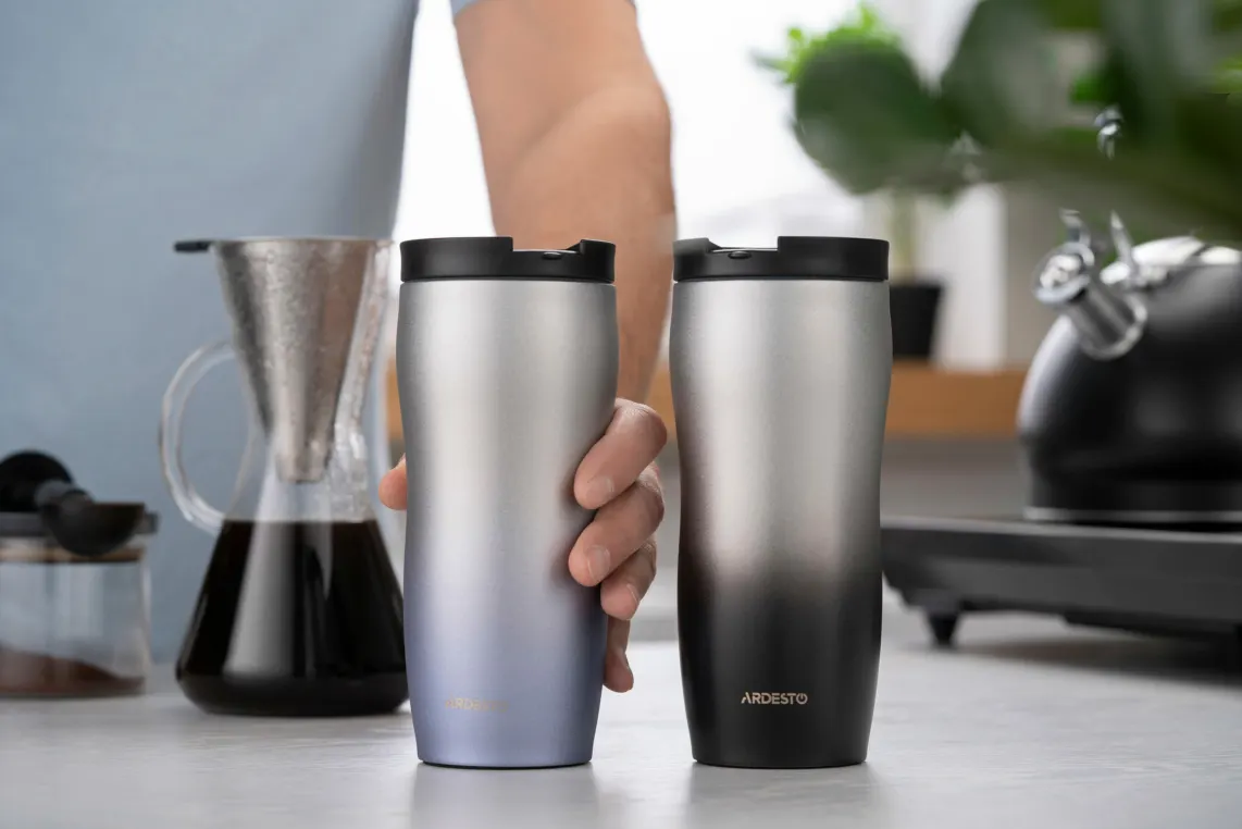 თერმოჭიქა Ardesto Travel mug Metallic, 450ml, stainless steel, blue