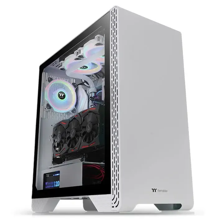 Thermaltake, S300 Tempered Glass Snow Edition Mid-Tower Chassis Case White.