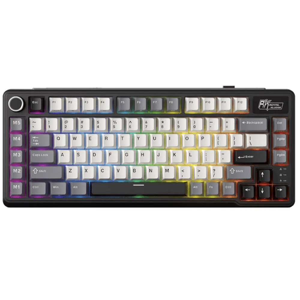 კლავიატურა Royal Kludge RK L75-KB-XW RGB Mechanical Keyboard, Beige Switch, Hot Swappable, Wireless, Type-C, Bluetooth, 2.4GHz, Knight Black