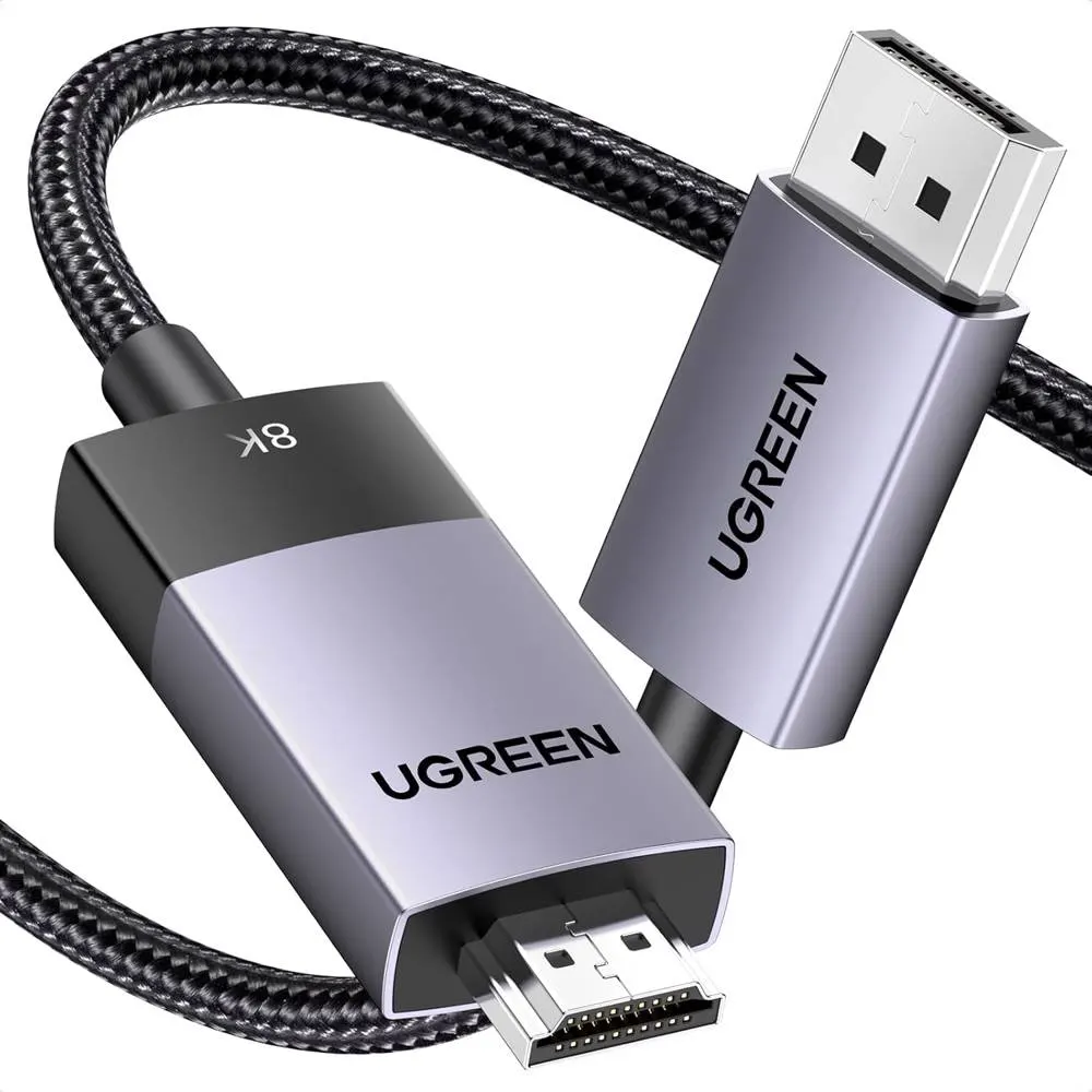 Video cable UGREEN DP115 (80397), 8K, DisplayPort to HDMI, 2m, Grey