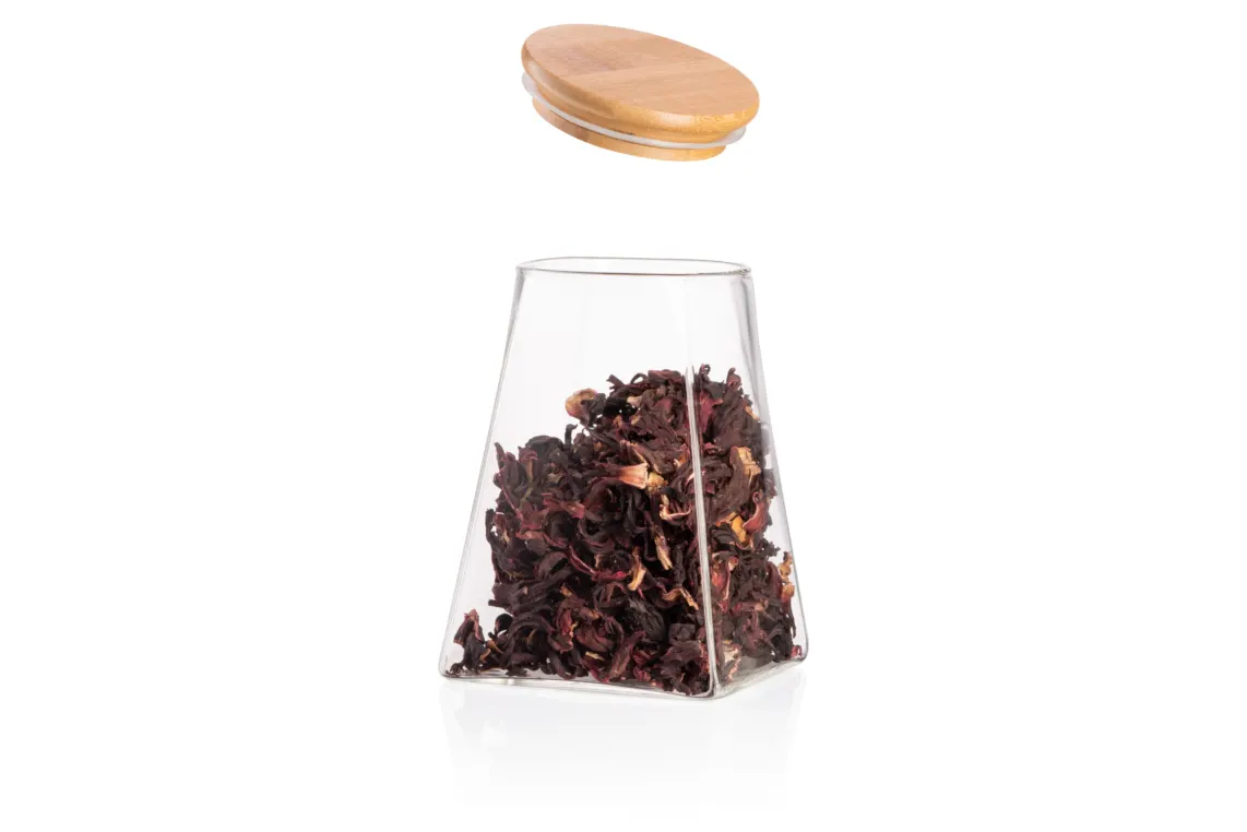 შუშის ქილა Ardesto Jar Midori, 910ml, glass, bamboo, cone, transparent