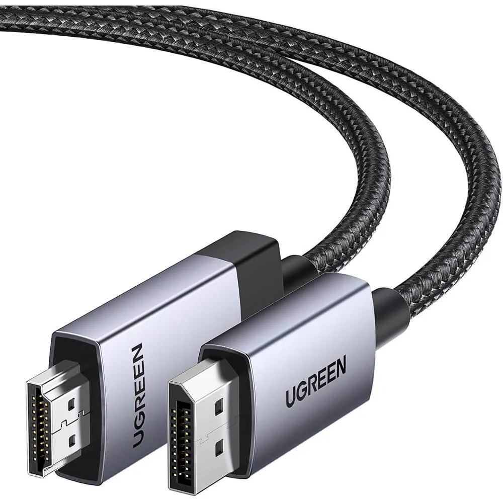 ვიდეო კაბელი UGREEN DP119 (15773), 4K, DisplayPort to HDMI, 1m, Grey/Black