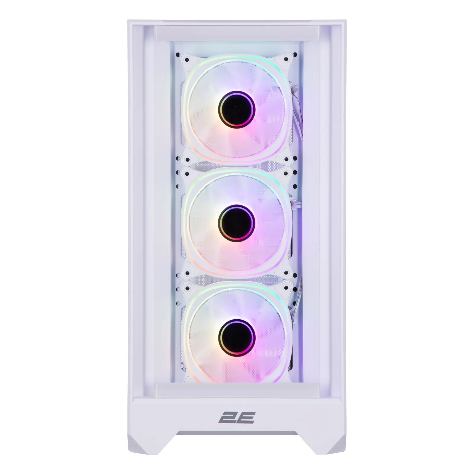 ქეისი 2E GAMING PC case Dominator Pro G2302W, without PSU, 2xUSB3.0, 1xUSBType-C, 4x120mm ARGB, VGA 380mm, LCS ready, controller with remote, TG Side Panel, TG/Mesh Front panel, ATX, white