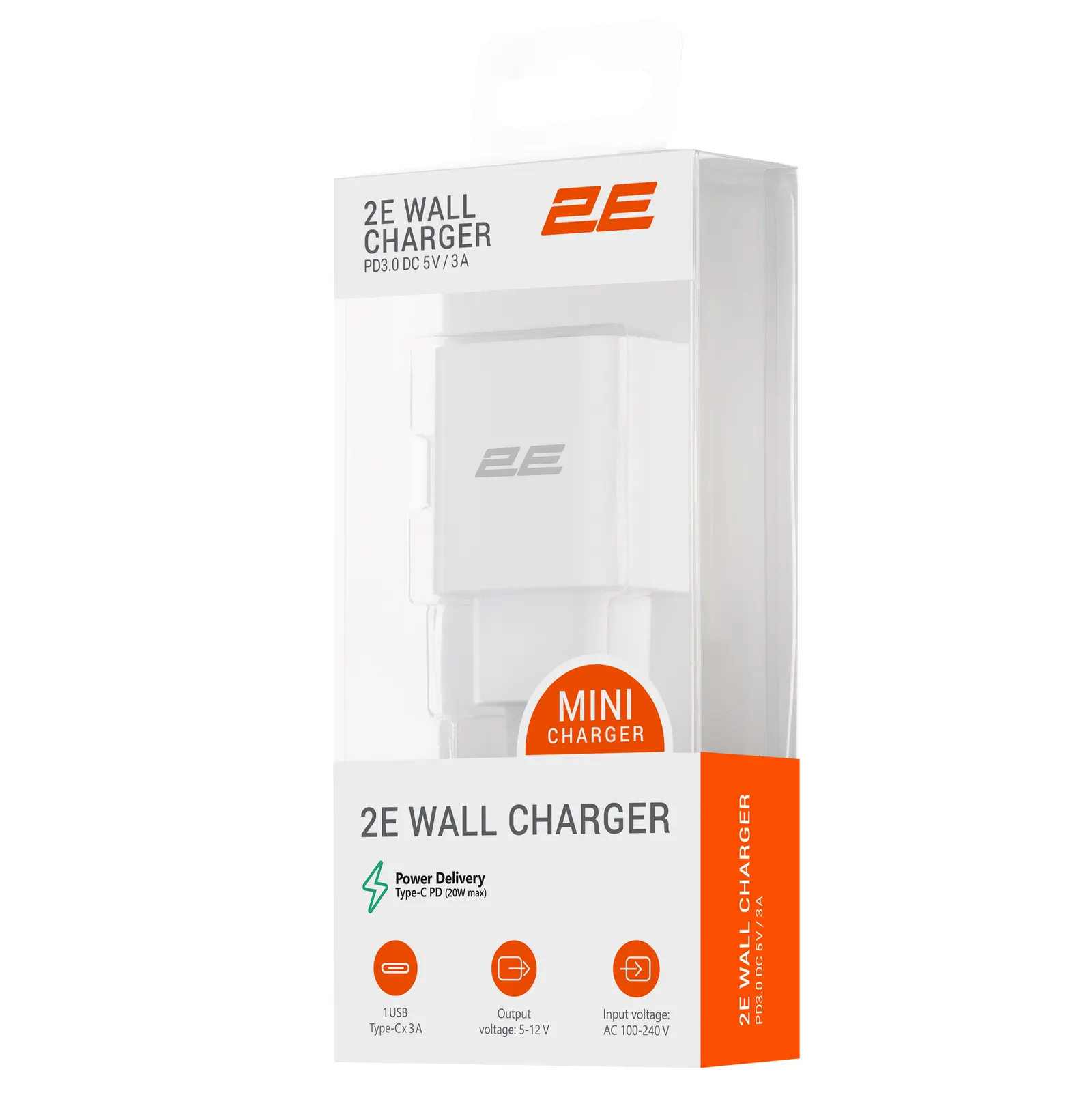 დამტენი 2E Wall Charger 20W USB-C PD, white