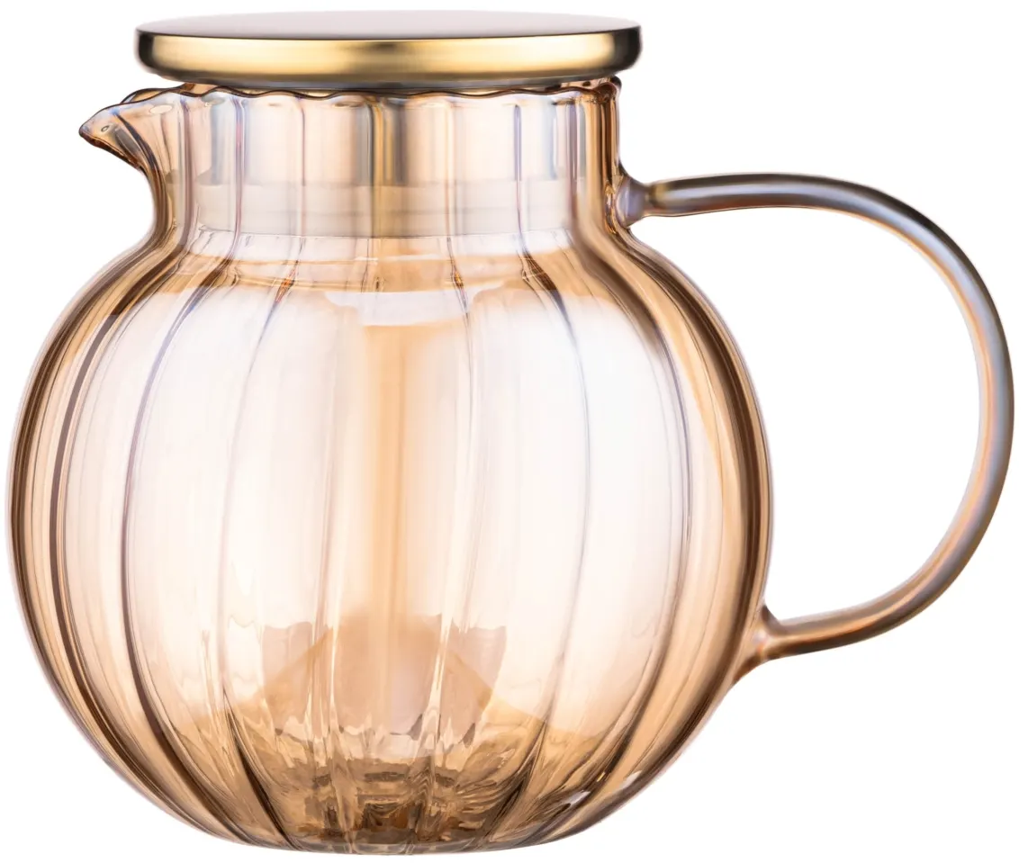 ჩაიდანი Teapot ARDESTO Golden Moon 1000ml, borosilicate glass, bamboo, golden