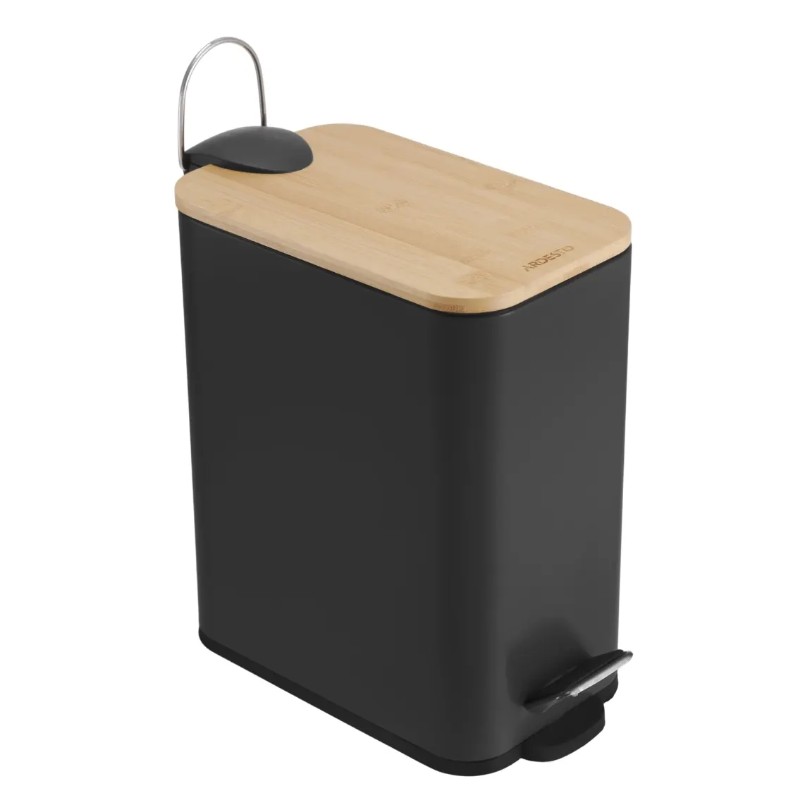 ნაგვის ურნა Step bin Ardesto Minimalism, 5l, metal, plastic, bamboo, black