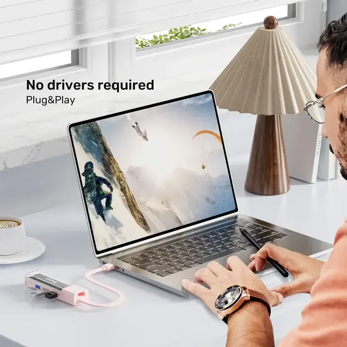 H1319AWH01, UNITEK, USB HUB, Bi-Directional Hub(with Detachable Cable), USB-C/USB-A 5Gb Hub (4*USB-A).