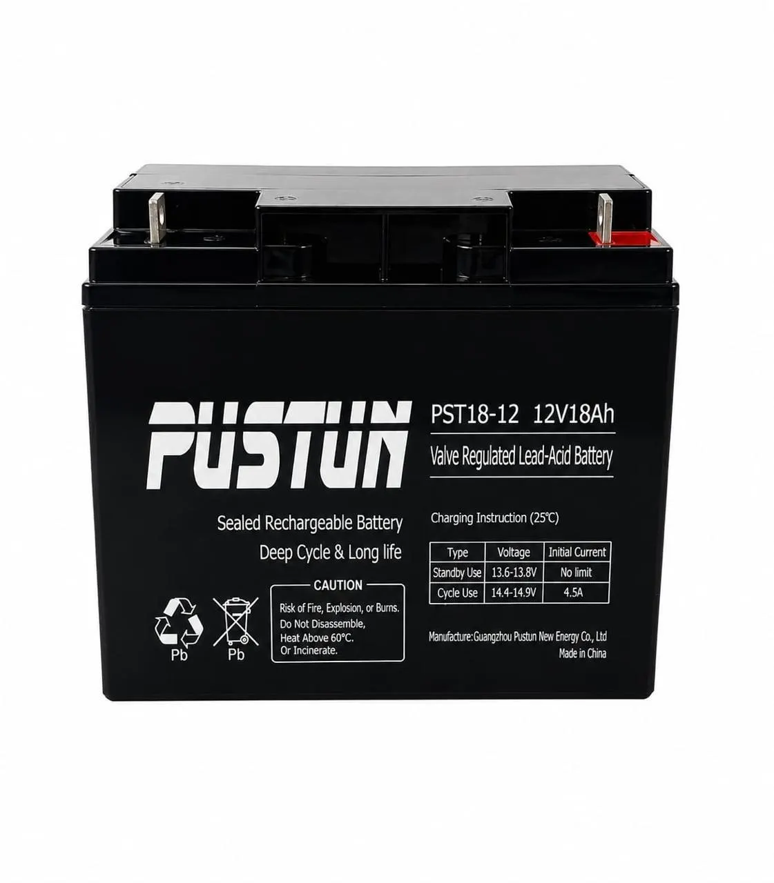 აკუმულატორი PUSTUN, 12V 18Ah, Rechargeable