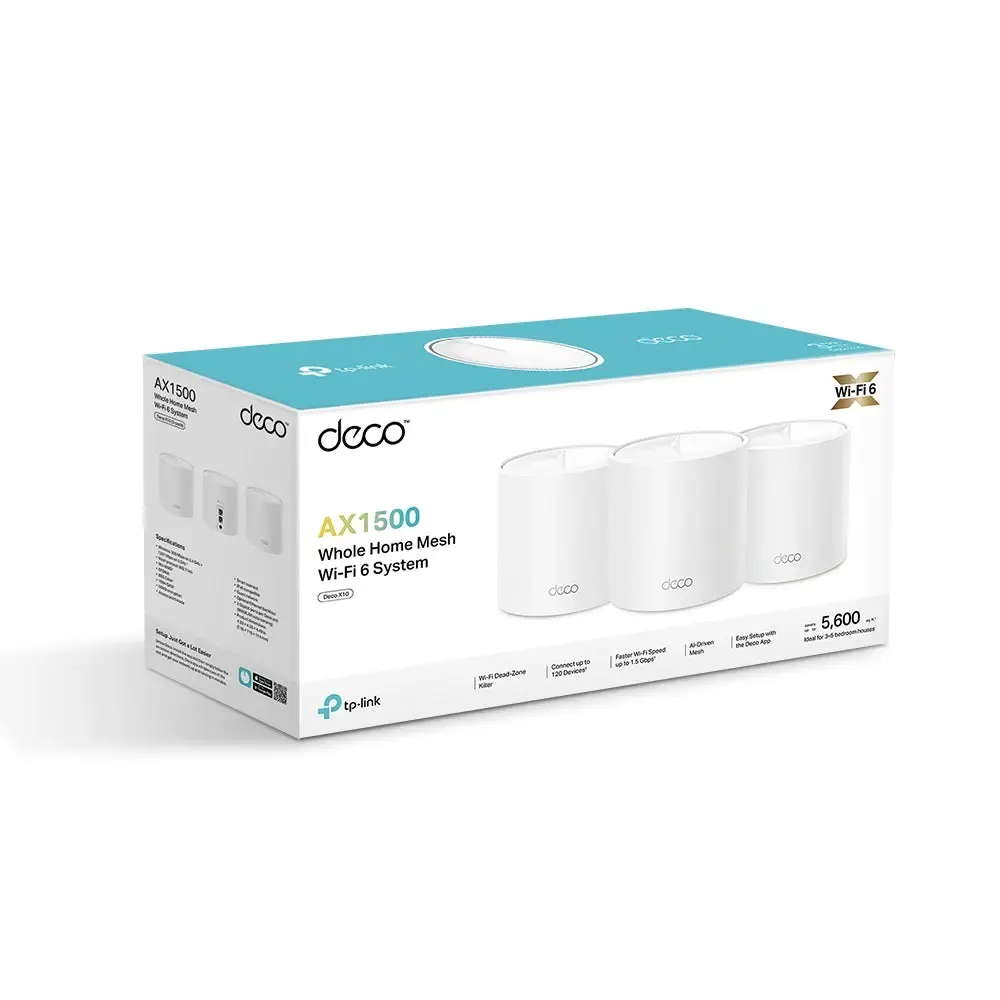 TP-Link, Deco X10(3-pack), AX1500 Whole Home Mesh Wi-Fi 6 System