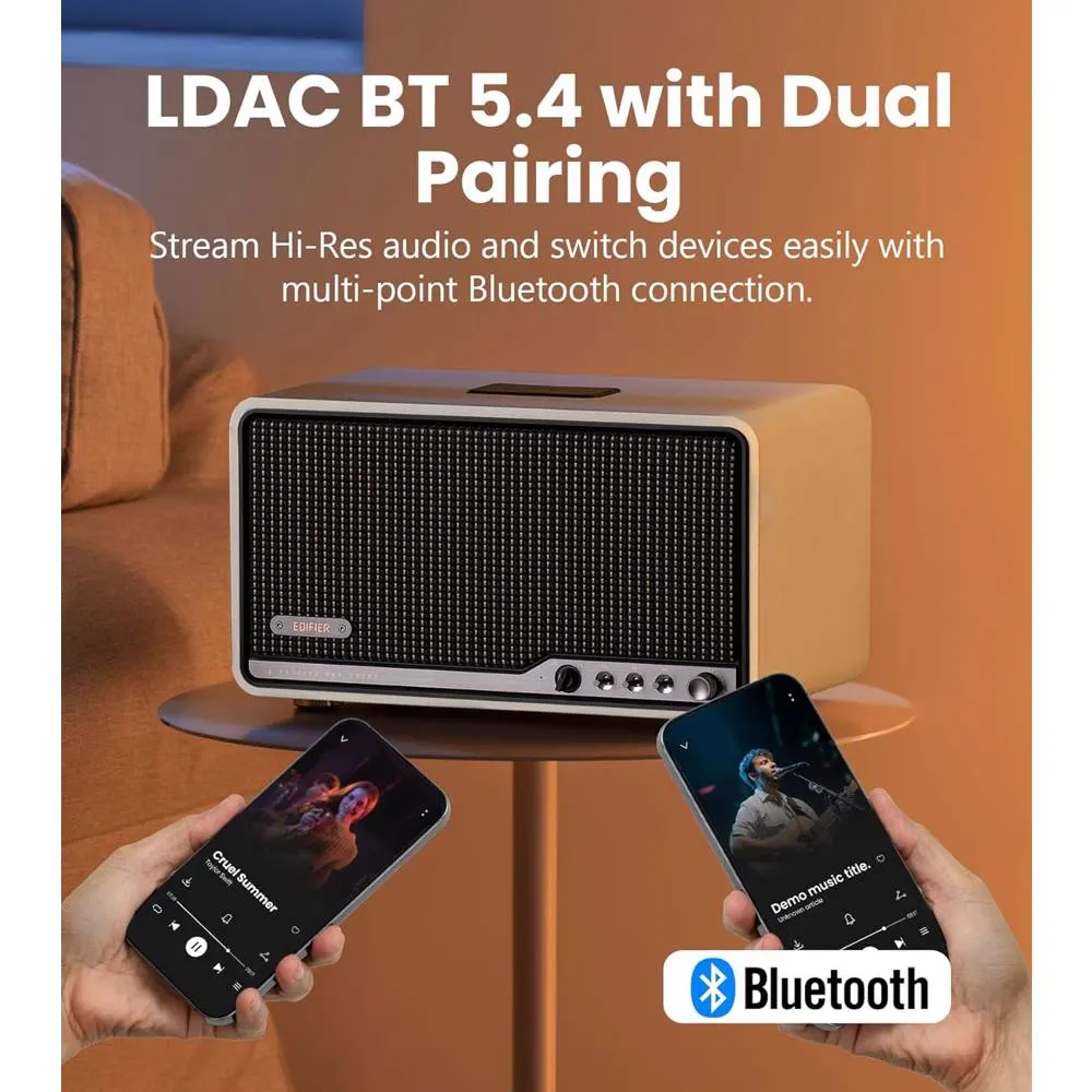 დინამიკი Edifier S300, 80W, Bluetooth, Wi-Fi (Apple AirPlay), USB-C, AUX, Tabletop Speaker, Ivory