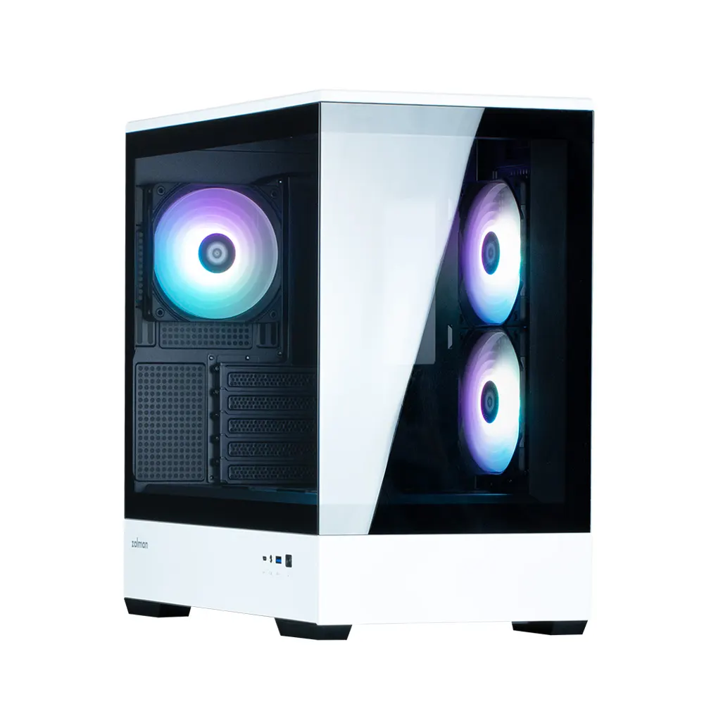 ქეისი Zalman PC case P30 without PSU, 1xUSB3.0, 1xUSBType-C, 3x120mm ARGB, VGA 420mm, LCS ready, TG Side Panel, mATX, black/white
