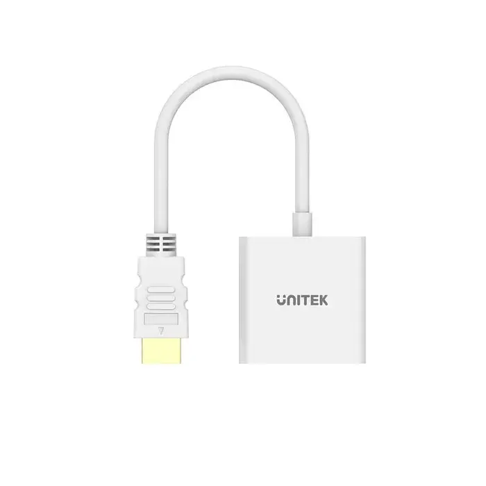 Y-6333C01, UNITEK, HDMI to VGA Adapter, Without Audio, Without Power Port, White