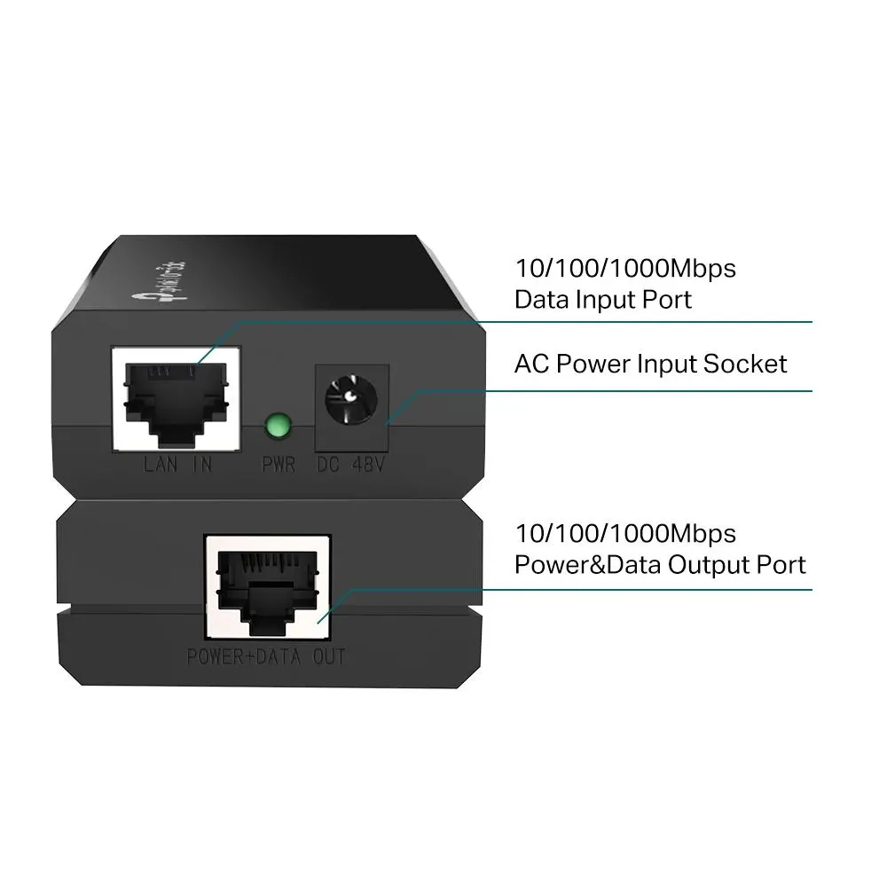 TP-Link, TL-PoE150S, Single port PoE supplier Adapter, IEEE 802.3af compliant, 48v