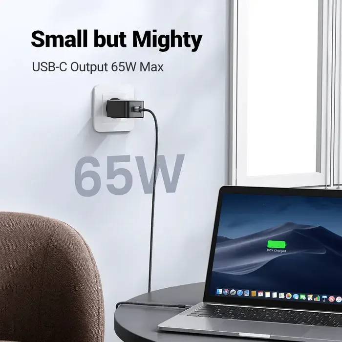 დამტენი X553, UGREEN, Power Supply, Nexode Air, 65W, USB, USB-C x2, Grey.