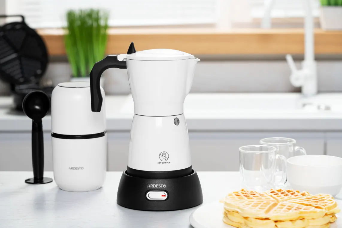 ყავის აპარატი Ardesto coffee maker Electric moka pot. 0.3l, ground, white