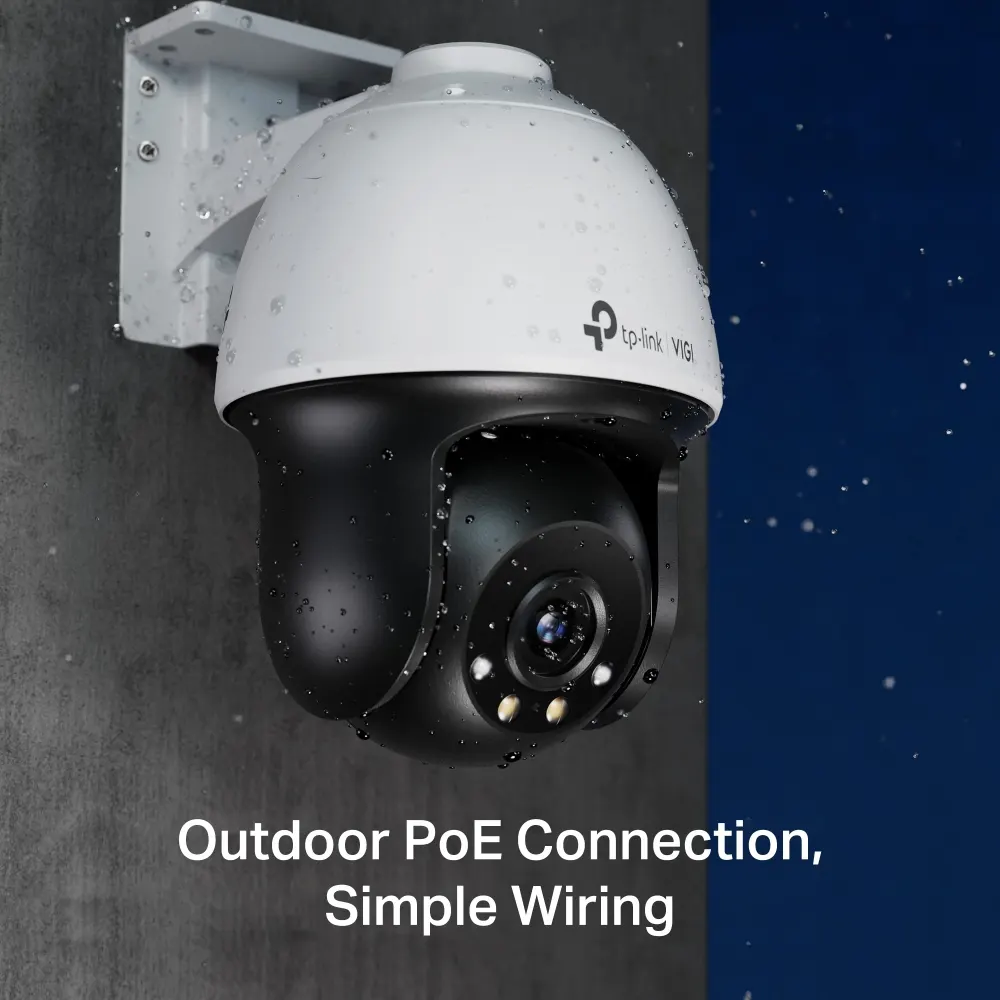 TP-Link VIGI C540 Full-Color Pan Tilt Network Camera - Outdoor, 4MP, 2560 × 1440, 4mm Lens, 93° Diagonal Viewing Angle, Full-Color Night Vision, IR