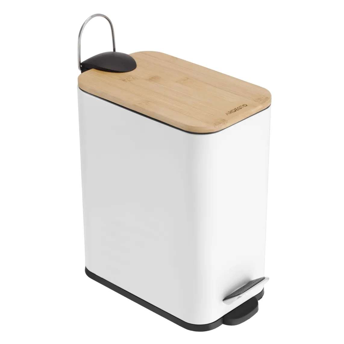 ნაგვის ურნა Step bin Ardesto Minimalism, 5l, metal, plastic, bamboo, white