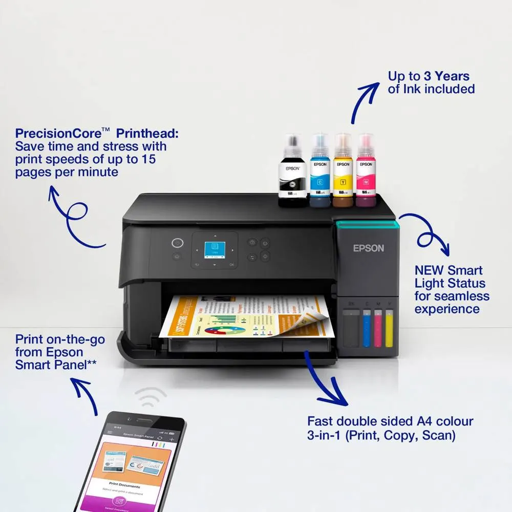 პრინტერი Epson C11CL41411 EcoTank L4360, MFP, A4, WiFi, Color Printer, Black