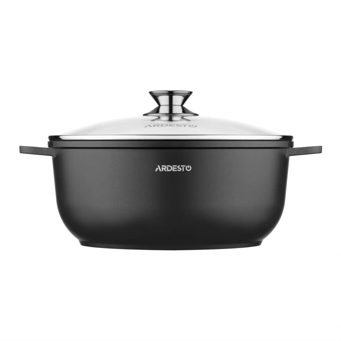 Casserole with glass lid ARDESTO Gemini, 6.5l, aluminum, black