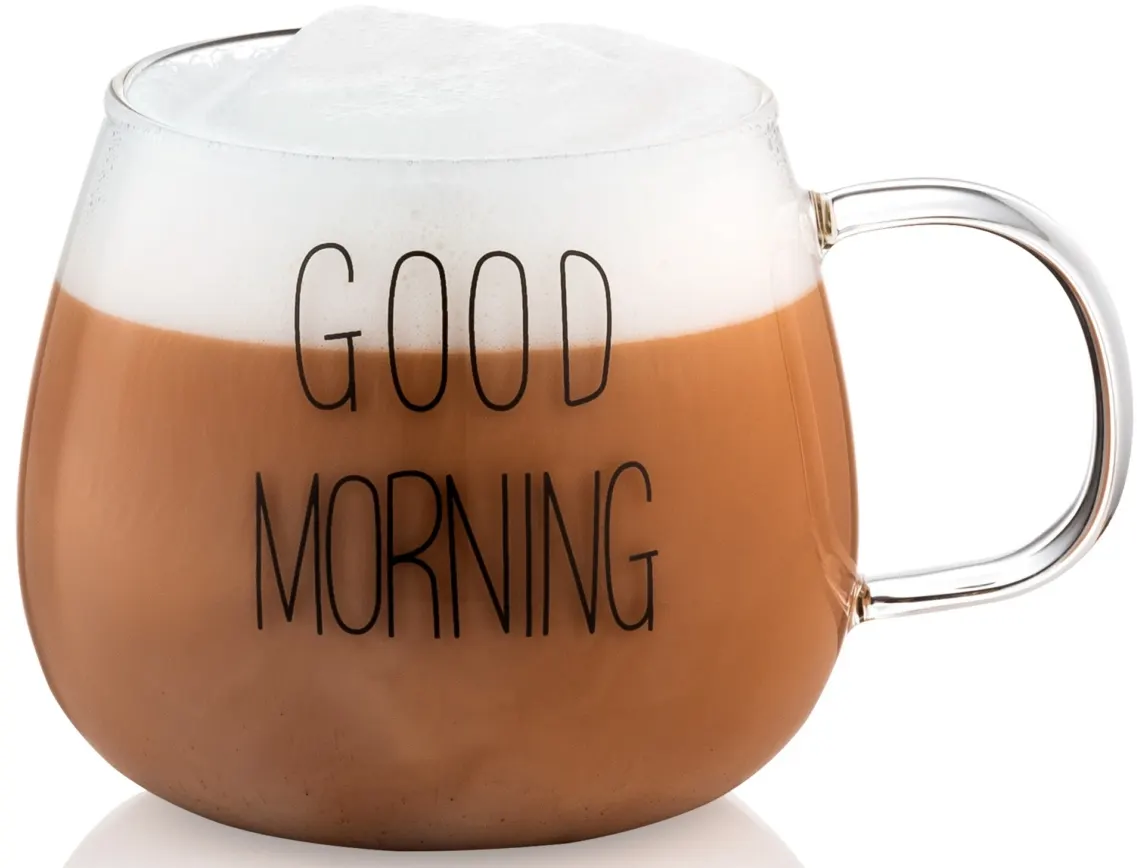 Mug set with handles ARDESTO Good Morning, 430ml, 2pcs, borosilicate glass, transparent