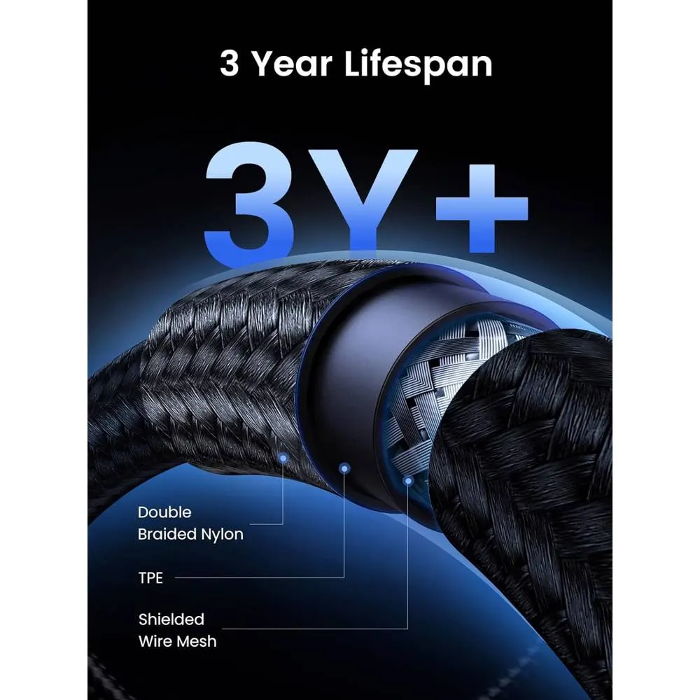 ვიდეო კაბელი UGREEN US355 (80150), 4K Video Cable , 100W, Type-c To Type-c 3.2 Gen 2 Cable, 1m, Black