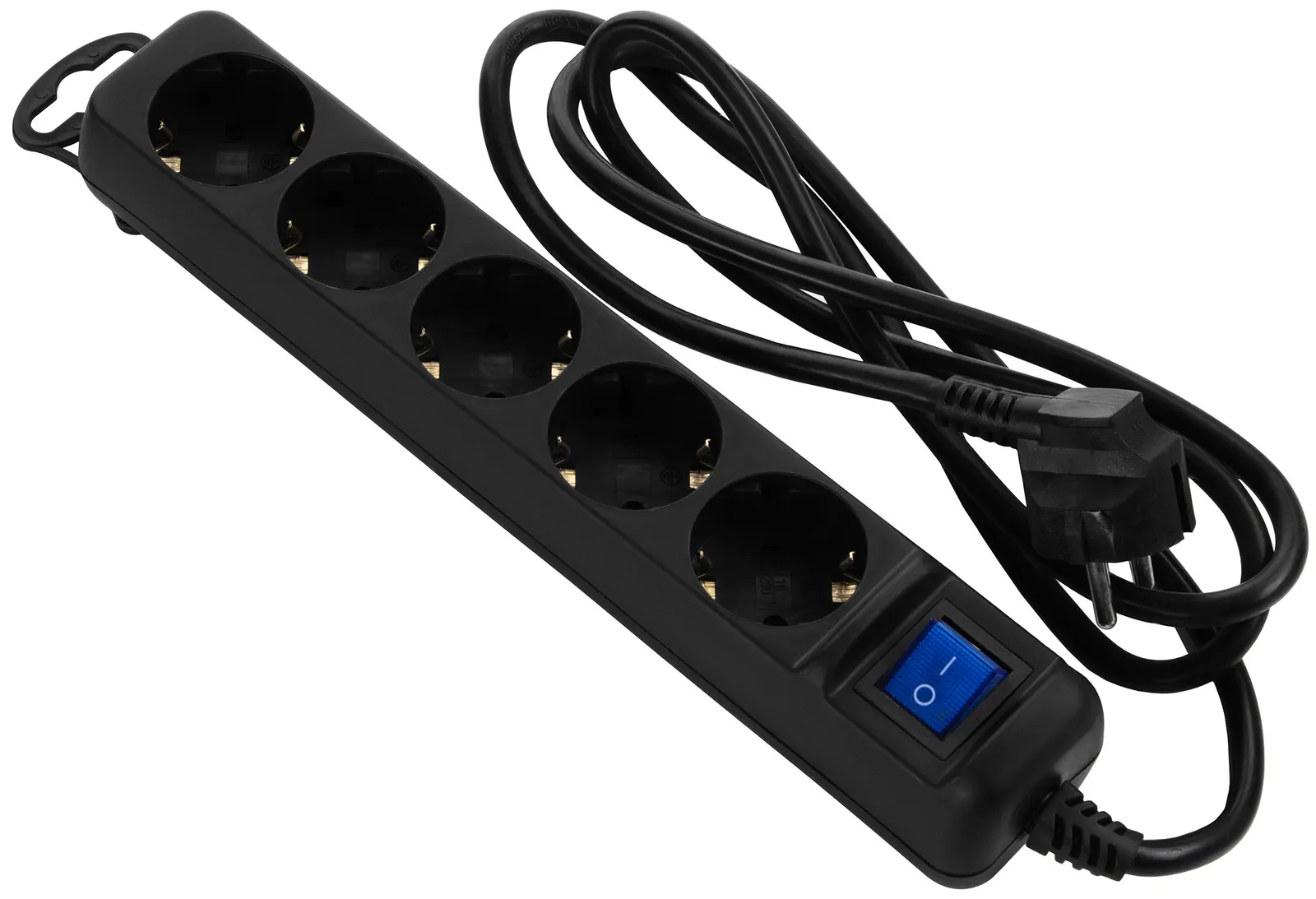 დამაგრძელებელი 2E power strip 5XSchuko switch, 3G*0.75mm2, 1.8m, Black