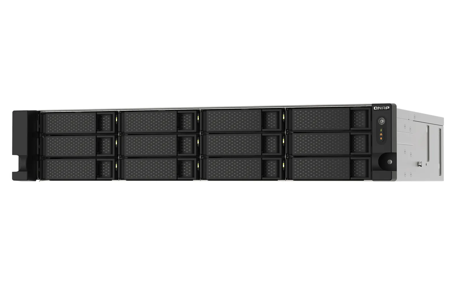 NAS სერვერი 12-bay rackmount NAS, AMD Ryzen V1000 series V1500B 4C/8T 2.2GHz, 8GB DDR4 RAM (2 x UDIMM slots, max. 64GB), 2 x 2.5GbE LAN, optional 10GbE & M.2 NVMe