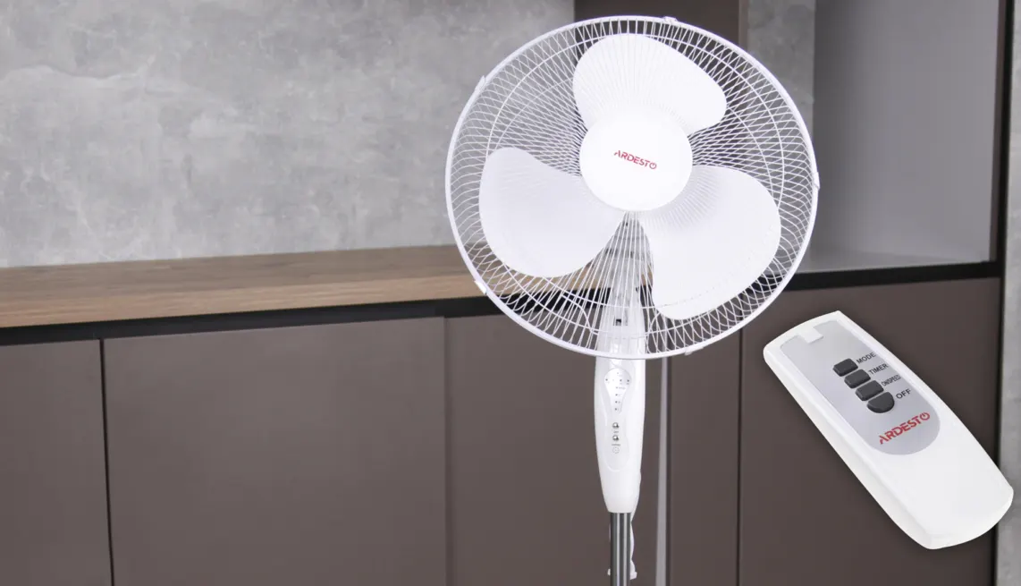 ვენტილატორი Ardesto FN-R1608RW fan with remote control, round support, white
