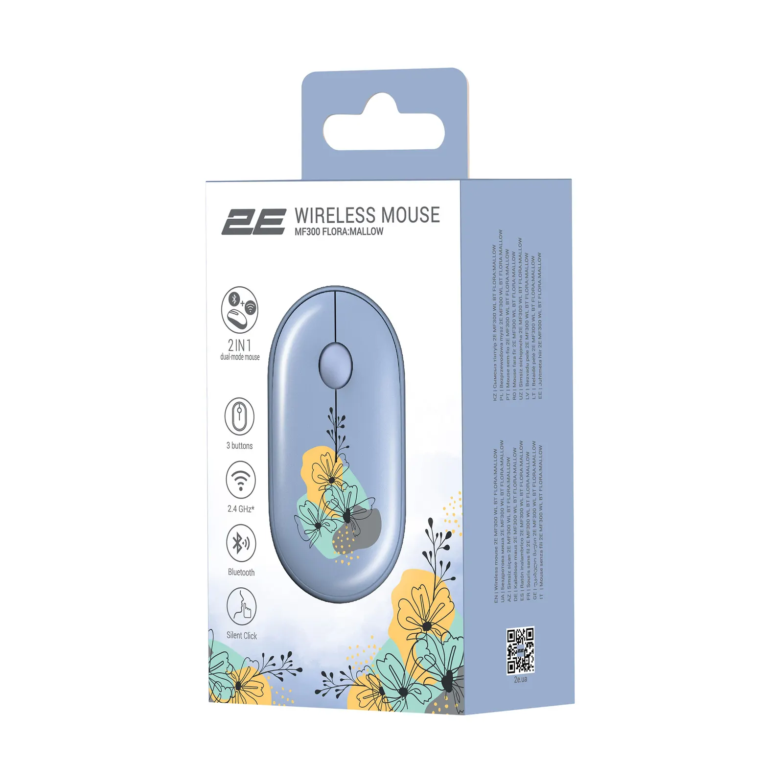 მაუსი 2E Mouse MF300 FLORA:MALLOW Silent WL BT, Blue