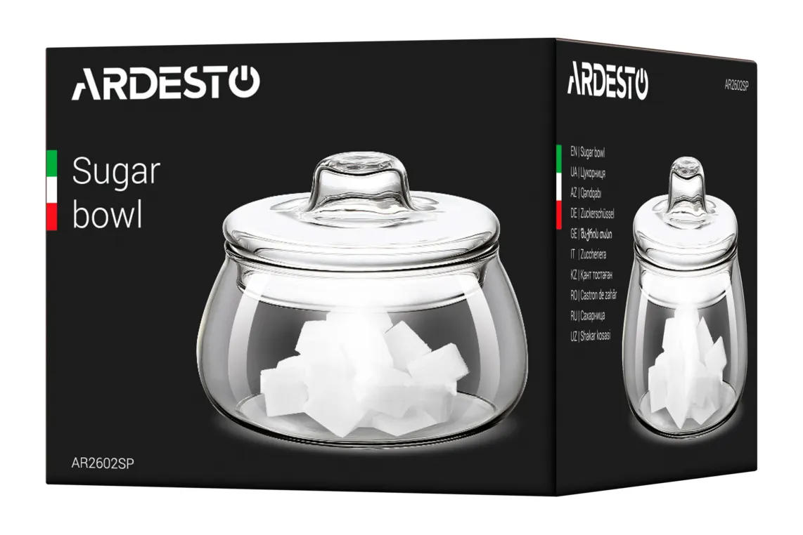 საშაქრე Ardesto Sugar bowl, 500ml, borosilicate glass, transparent