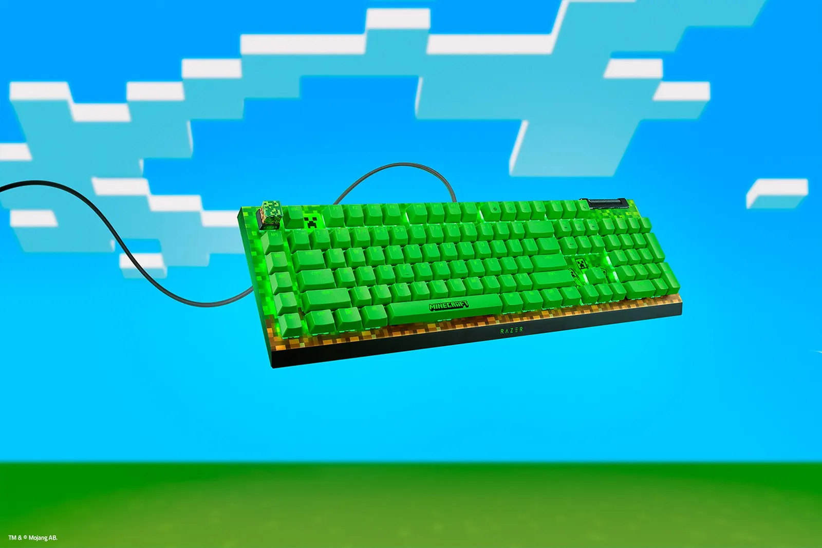 Razer Keyboard mechanical BlackWidow V4 X, 110key, Green Switch, USB-A, EN, RGB, Minecraft Ed