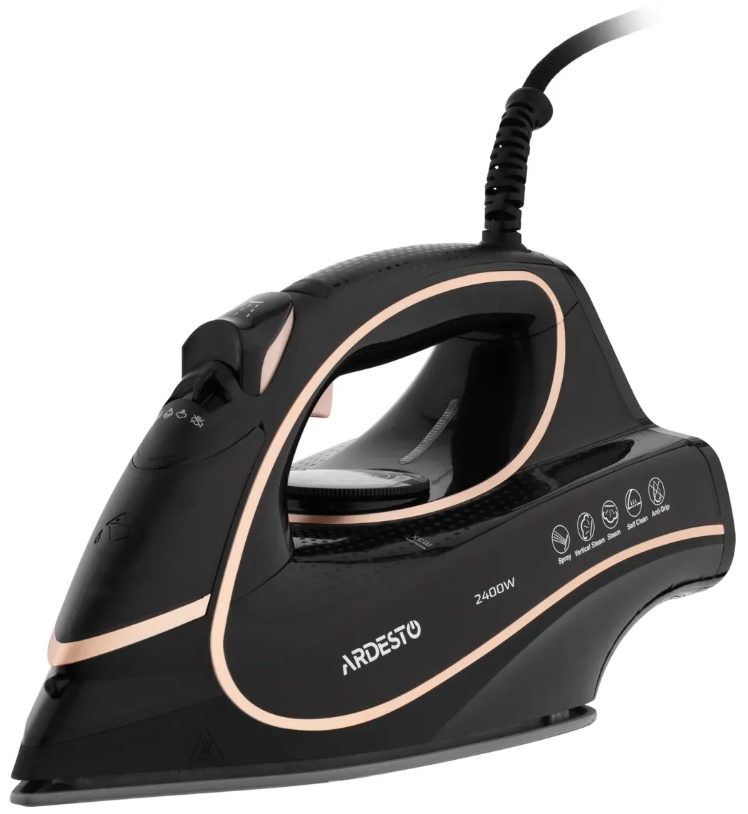 უთო Ardesto Iron Ardesto IR-B2235, 2400W, 450ml, steam boost, ceramic soleplate, black-gold