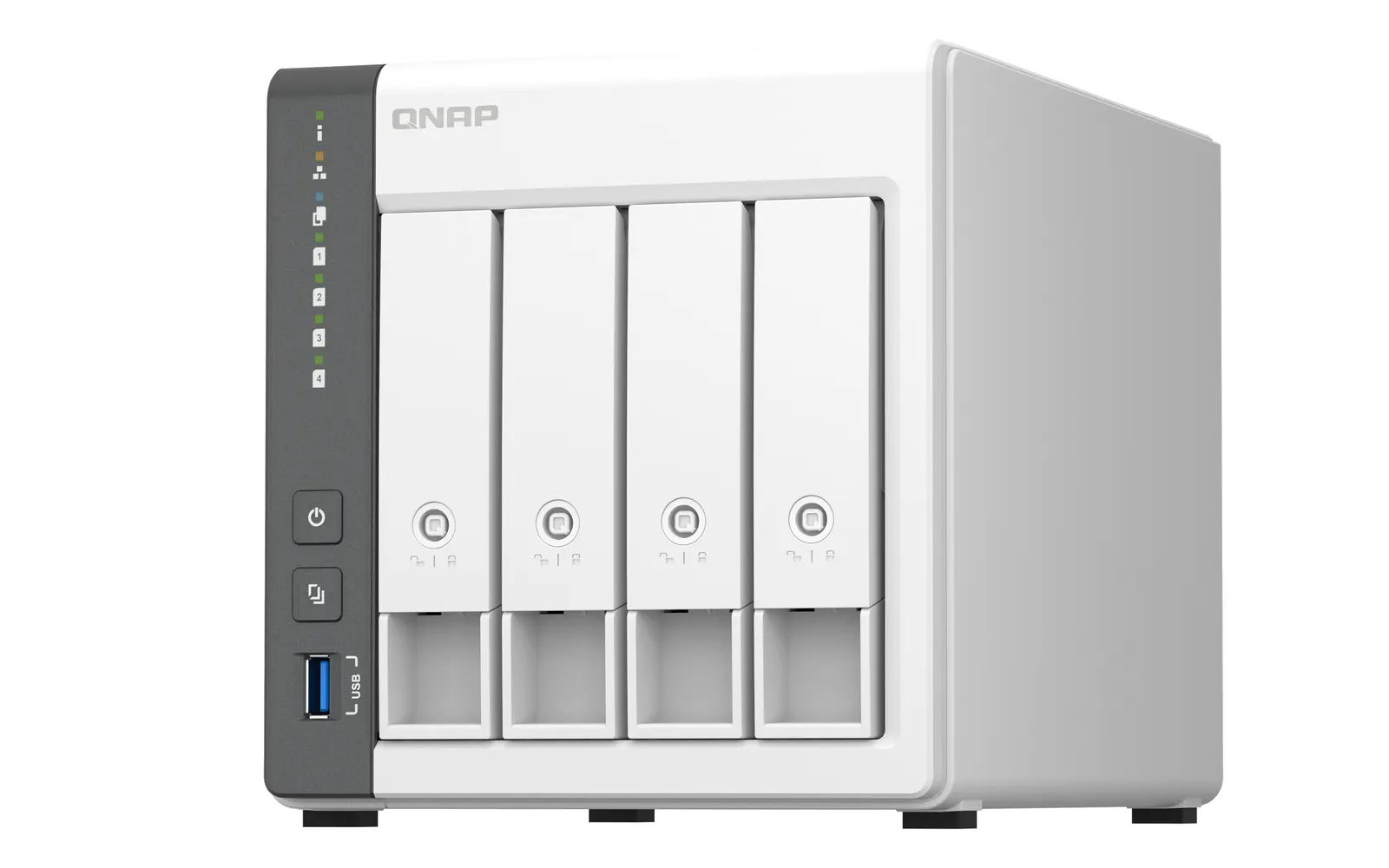 4-bay ARM 4C 2.0GHz ; 4 x SATA 6Gb/s 3.5"/2.5"; 4GB RAM on-board; 1 x GbE; 1 x 2.5GbE ; 1 x USB3.2 Gen1 and 2 x USB2.0