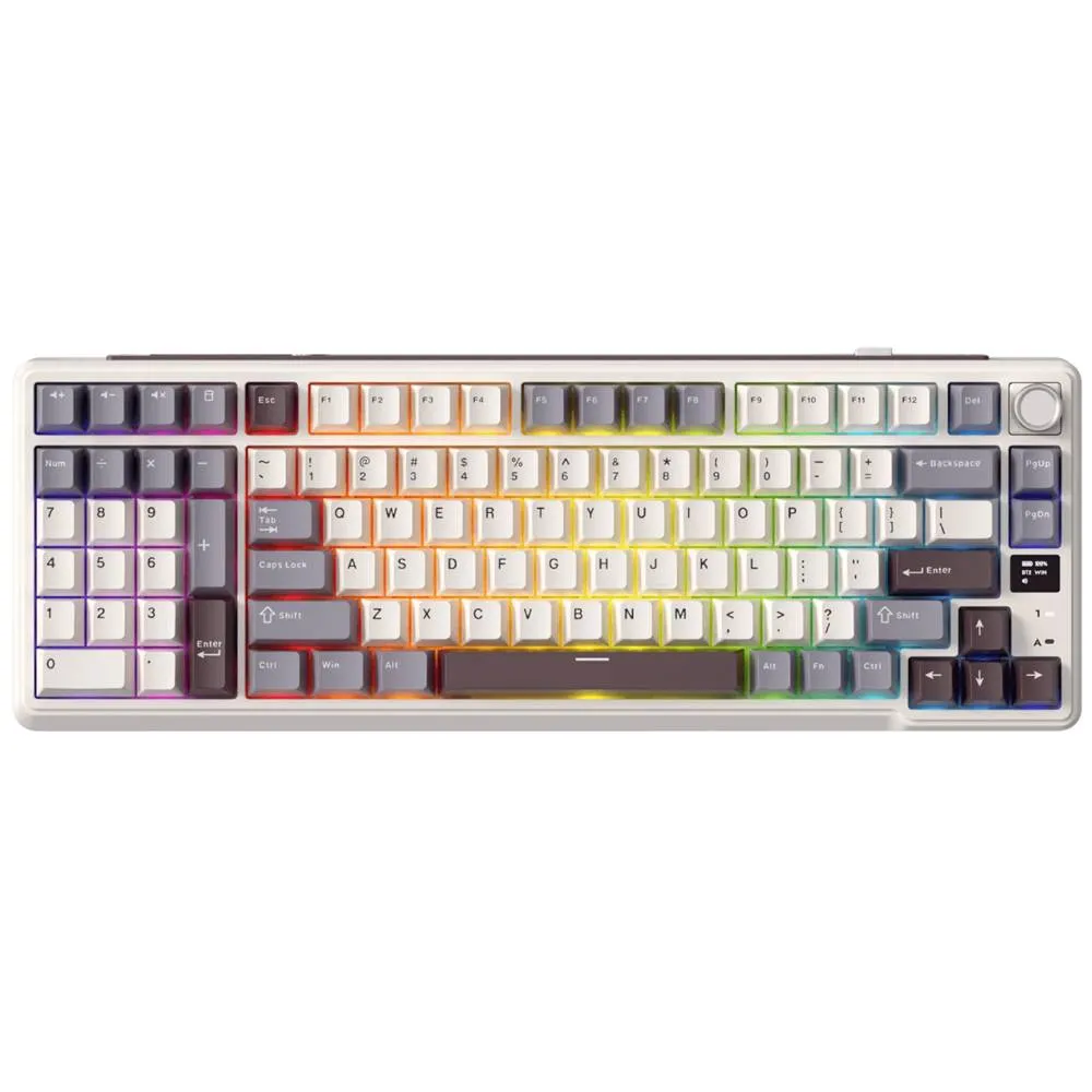 კლავიატურა Royal Kludge RK L98 RGB Mechanical Keyboard, Cream Switch, Hot Swappable, Wireless, Type-C, Bluetooth, 2.4GHz, Sandalwood Brown