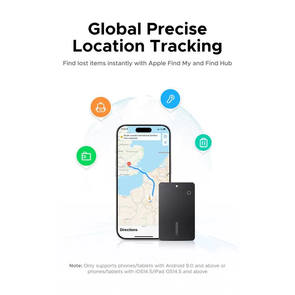 Smart Tag UGREEN CM915 (75644) Slim Pro, IOS+Android, Smart Tag Finder, Dark Gray